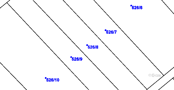 Parcela st. 526/8 v KÚ Poděvousy, Katastrální mapa