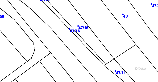 Parcela st. 47/14 v KÚ Poděvousy, Katastrální mapa