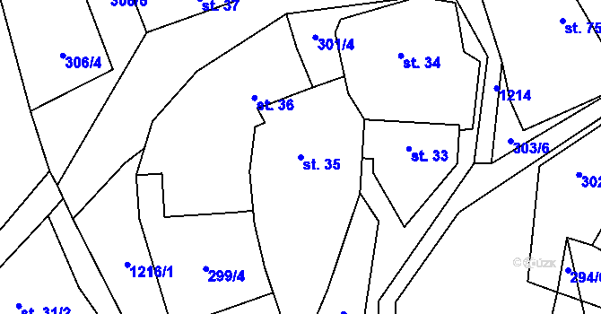Parcela st. 35 v KÚ Čermná, Katastrální mapa