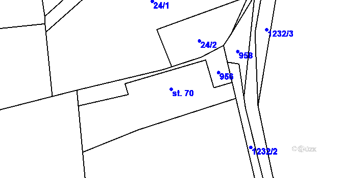 Parcela st. 70 v KÚ Čermná, Katastrální mapa