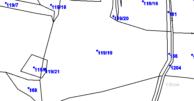 Parcela st. 119/19 v KÚ Čermná, Katastrální mapa
