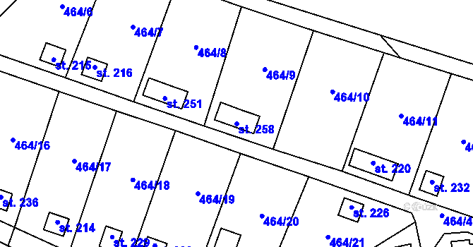 Parcela st. 258 v KÚ Čermná ve Slezsku, Katastrální mapa