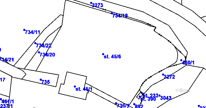 Parcela st. 45/6 v KÚ Malá Čermná nad Orlicí, Katastrální mapa