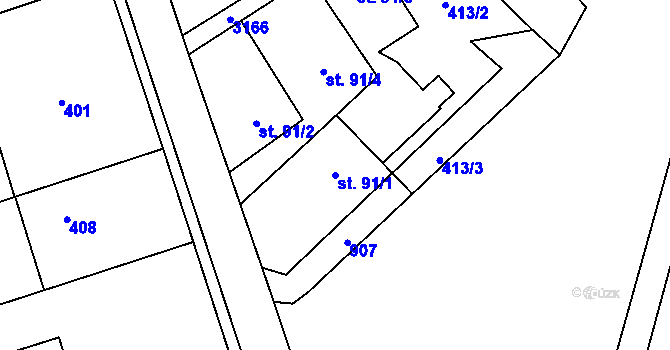Parcela st. 91/1 v KÚ Malá Čermná nad Orlicí, Katastrální mapa