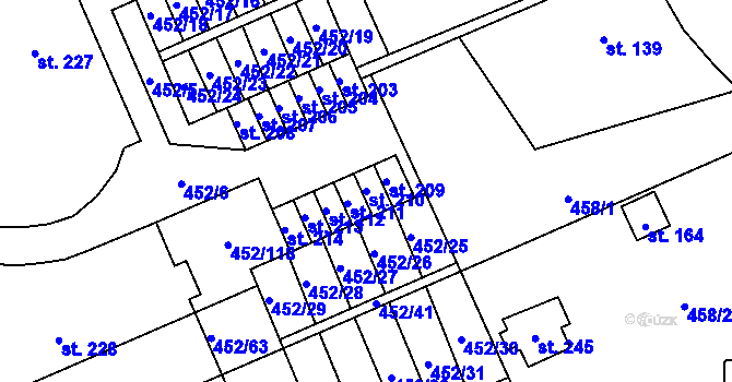 Parcela st. 210 v KÚ Malá Čermná nad Orlicí, Katastrální mapa