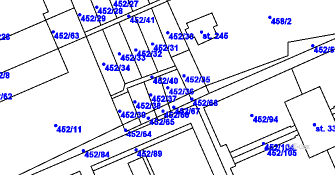 Parcela st. 452/36 v KÚ Malá Čermná nad Orlicí, Katastrální mapa