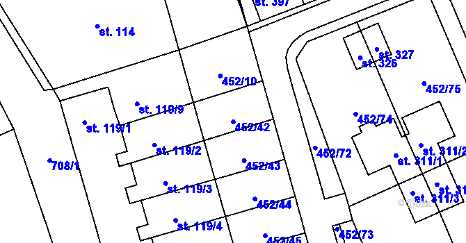 Parcela st. 452/42 v KÚ Malá Čermná nad Orlicí, Katastrální mapa