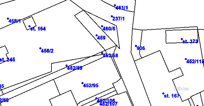 Parcela st. 452/58 v KÚ Malá Čermná nad Orlicí, Katastrální mapa
