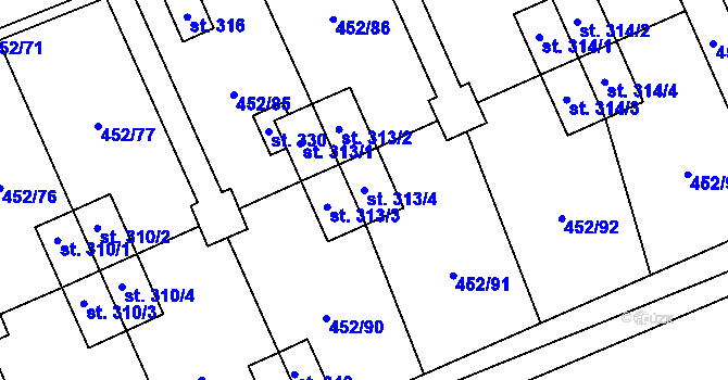 Parcela st. 313/4 v KÚ Malá Čermná nad Orlicí, Katastrální mapa