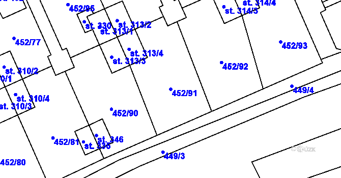 Parcela st. 452/91 v KÚ Malá Čermná nad Orlicí, Katastrální mapa