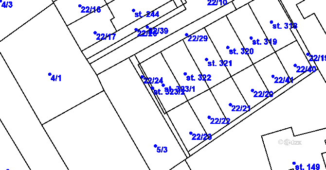 Parcela st. 323/1 v KÚ Malá Čermná nad Orlicí, Katastrální mapa
