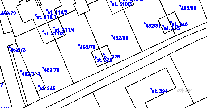 Parcela st. 329 v KÚ Malá Čermná nad Orlicí, Katastrální mapa