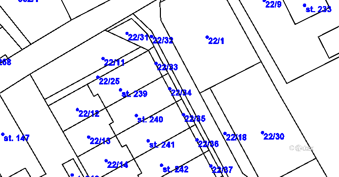 Parcela st. 22/34 v KÚ Malá Čermná nad Orlicí, Katastrální mapa