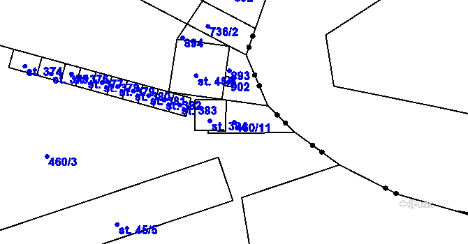 Parcela st. 460/11 v KÚ Malá Čermná nad Orlicí, Katastrální mapa