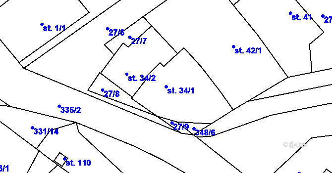 Parcela st. 34/1 v KÚ Velká Čermná nad Orlicí, Katastrální mapa