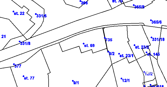 Parcela st. 69 v KÚ Velká Čermná nad Orlicí, Katastrální mapa