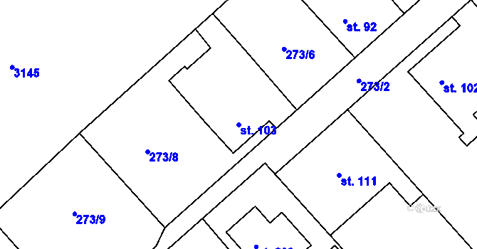 Parcela st. 103 v KÚ Velká Čermná nad Orlicí, Katastrální mapa
