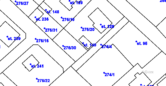 Parcela st. 149 v KÚ Velká Čermná nad Orlicí, Katastrální mapa