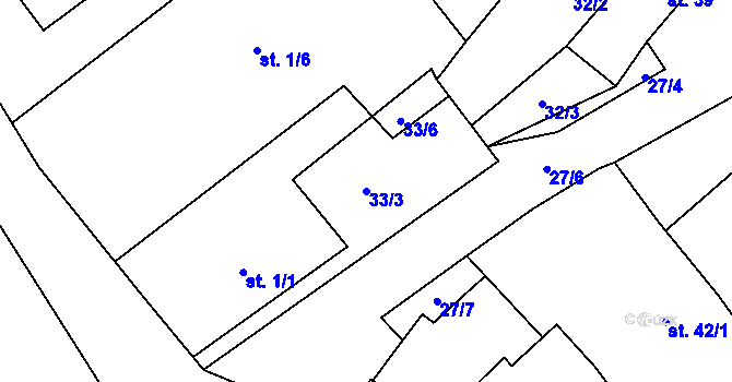 Parcela st. 33/3 v KÚ Velká Čermná nad Orlicí, Katastrální mapa