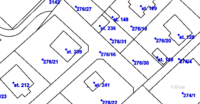 Parcela st. 276/16 v KÚ Velká Čermná nad Orlicí, Katastrální mapa
