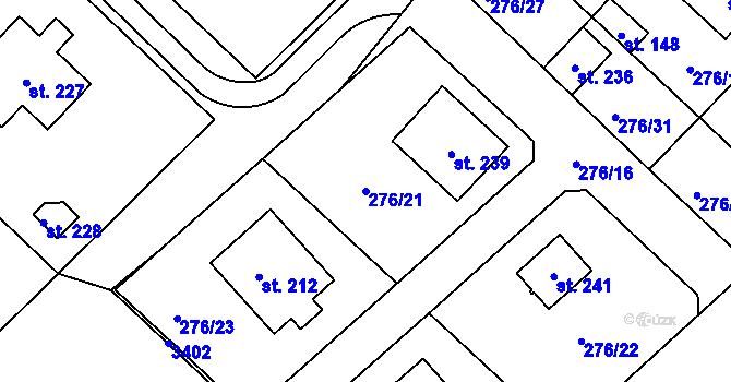 Parcela st. 276/21 v KÚ Velká Čermná nad Orlicí, Katastrální mapa