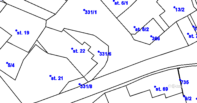 Parcela st. 331/6 v KÚ Velká Čermná nad Orlicí, Katastrální mapa