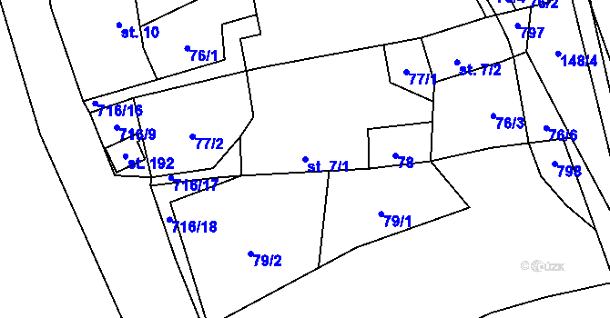 Parcela st. 7/1 v KÚ Černá, Katastrální mapa