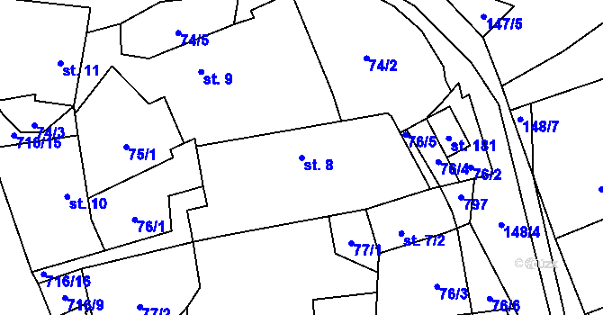 Parcela st. 8 v KÚ Černá, Katastrální mapa