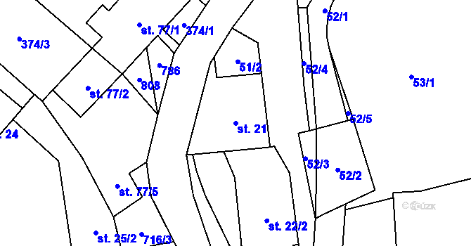 Parcela st. 21 v KÚ Černá, Katastrální mapa