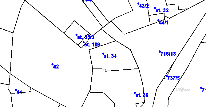 Parcela st. 34 v KÚ Černá, Katastrální mapa