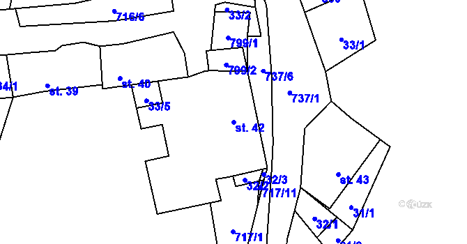 Parcela st. 42 v KÚ Černá, Katastrální mapa