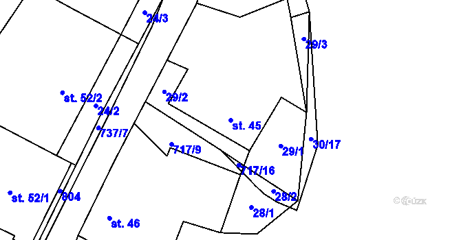 Parcela st. 45 v KÚ Černá, Katastrální mapa