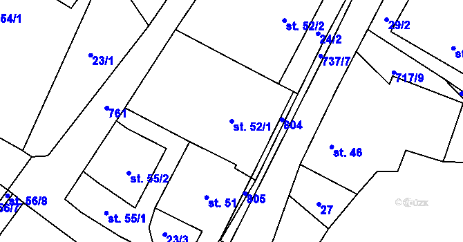 Parcela st. 52/1 v KÚ Černá, Katastrální mapa
