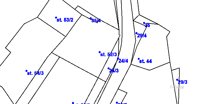 Parcela st. 52/3 v KÚ Černá, Katastrální mapa