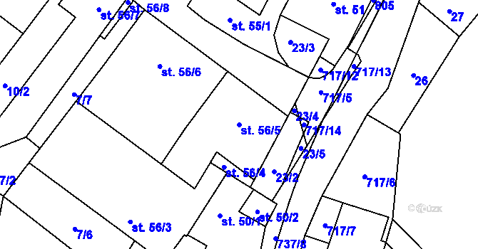 Parcela st. 56/5 v KÚ Černá, Katastrální mapa