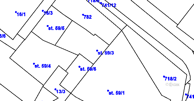Parcela st. 59/3 v KÚ Černá, Katastrální mapa