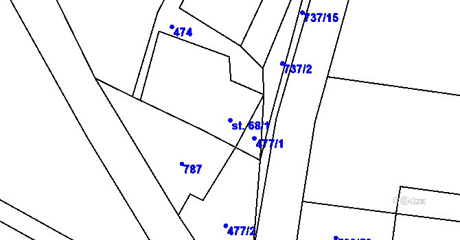 Parcela st. 68/1 v KÚ Černá, Katastrální mapa