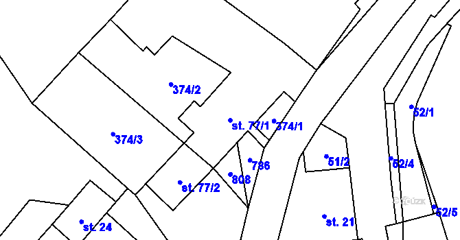 Parcela st. 77/1 v KÚ Černá, Katastrální mapa