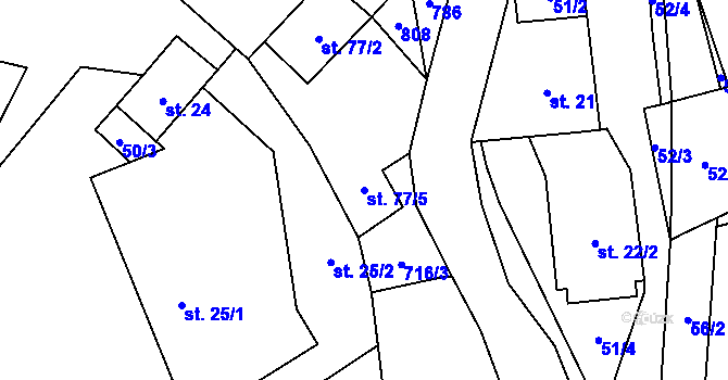 Parcela st. 77/5 v KÚ Černá, Katastrální mapa