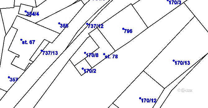 Parcela st. 78 v KÚ Černá, Katastrální mapa