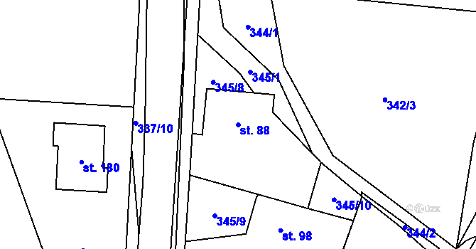 Parcela st. 88 v KÚ Černá, Katastrální mapa