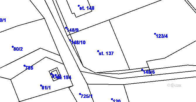 Parcela st. 137 v KÚ Černá, Katastrální mapa