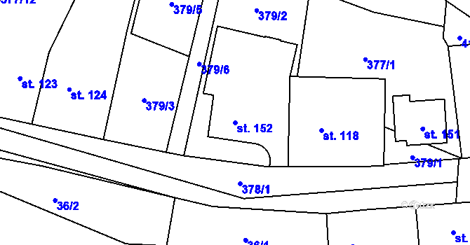 Parcela st. 152 v KÚ Černá, Katastrální mapa