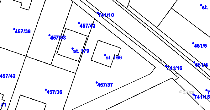 Parcela st. 166 v KÚ Černá, Katastrální mapa