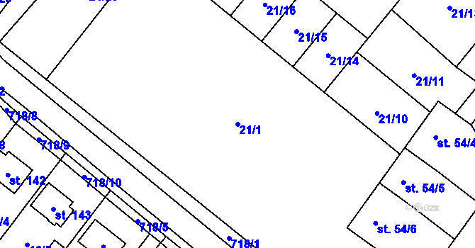 Parcela st. 21/1 v KÚ Černá, Katastrální mapa