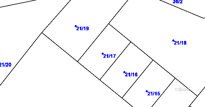 Parcela st. 21/17 v KÚ Černá, Katastrální mapa