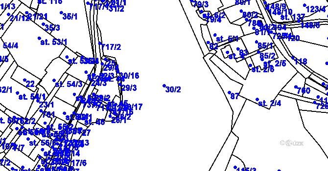 Parcela st. 30/2 v KÚ Černá, Katastrální mapa