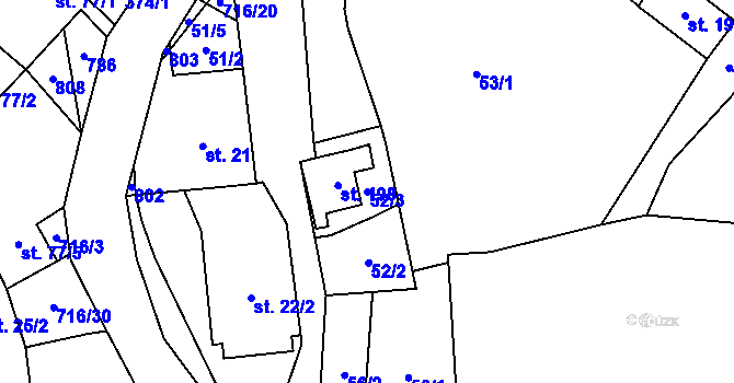 Parcela st. 52/3 v KÚ Černá, Katastrální mapa