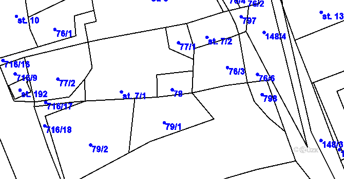 Parcela st. 78 v KÚ Černá, Katastrální mapa