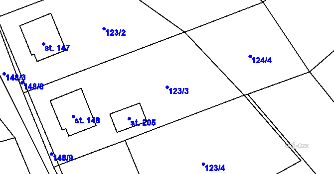 Parcela st. 123/3 v KÚ Černá, Katastrální mapa